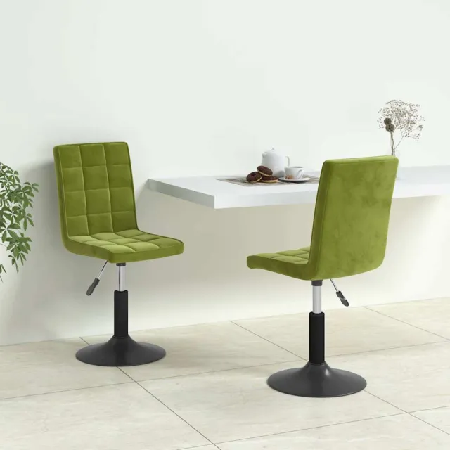 vidaXL Eetkamerstoelen draaibaar 2 st fluweel lichtgroen groen, foto 2