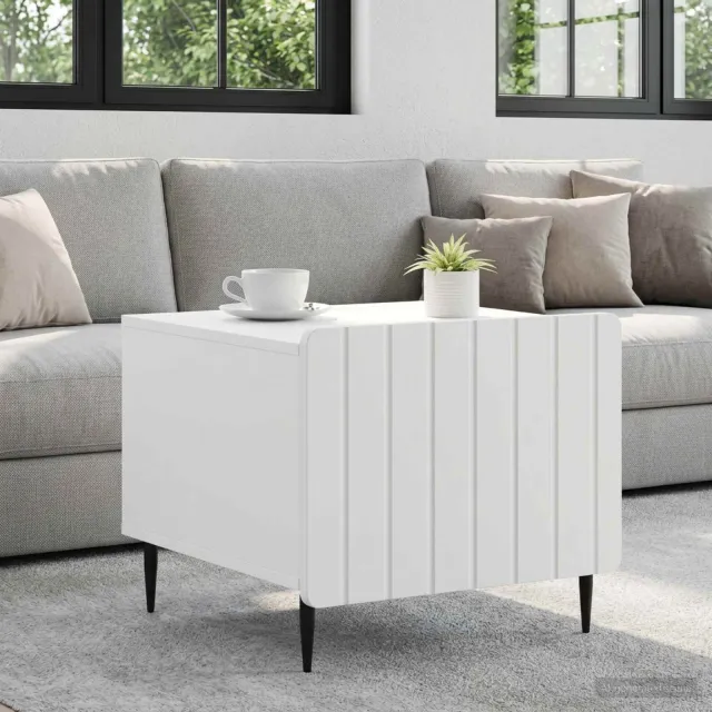 vidaXL Salontafel met lade Wit 49 x 50 x 42 cm Bewerkt hout, foto 2