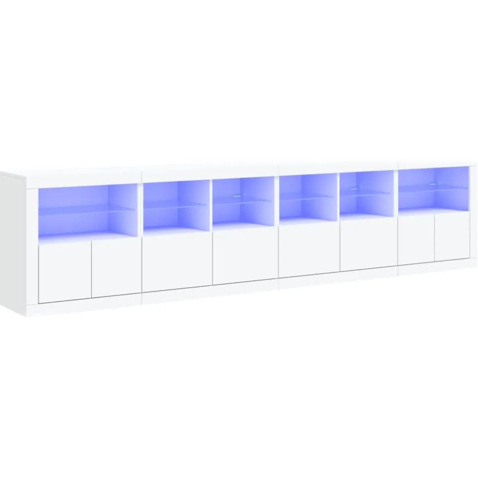 vidaXL Dressoir met LED-verlichting 283x37x67 cm wit