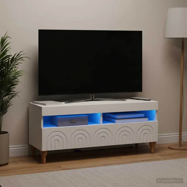 vidaXL LED tv-meubel ALKMAAR 100 x 35 x 43 cm Wit Bewerkt hout, foto 2