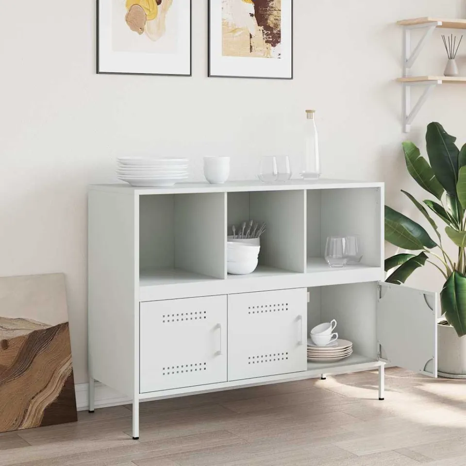 vidaXL Dressoir 100,5x39x79 cm staal wit, foto 3