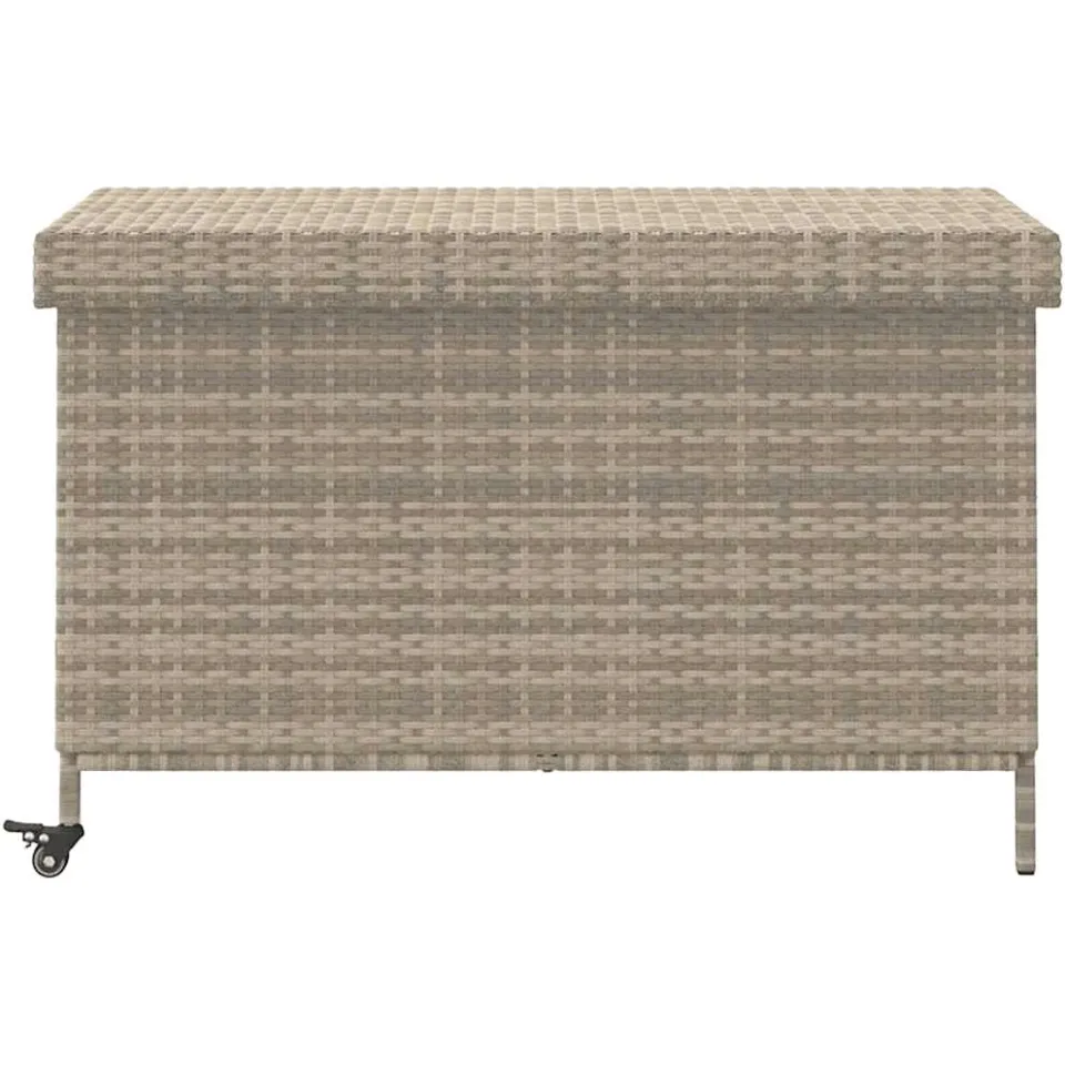 vidaXL Tuinbox met wielen 110x55x73 cm poly rattan lichtgrijs grijs, foto 4