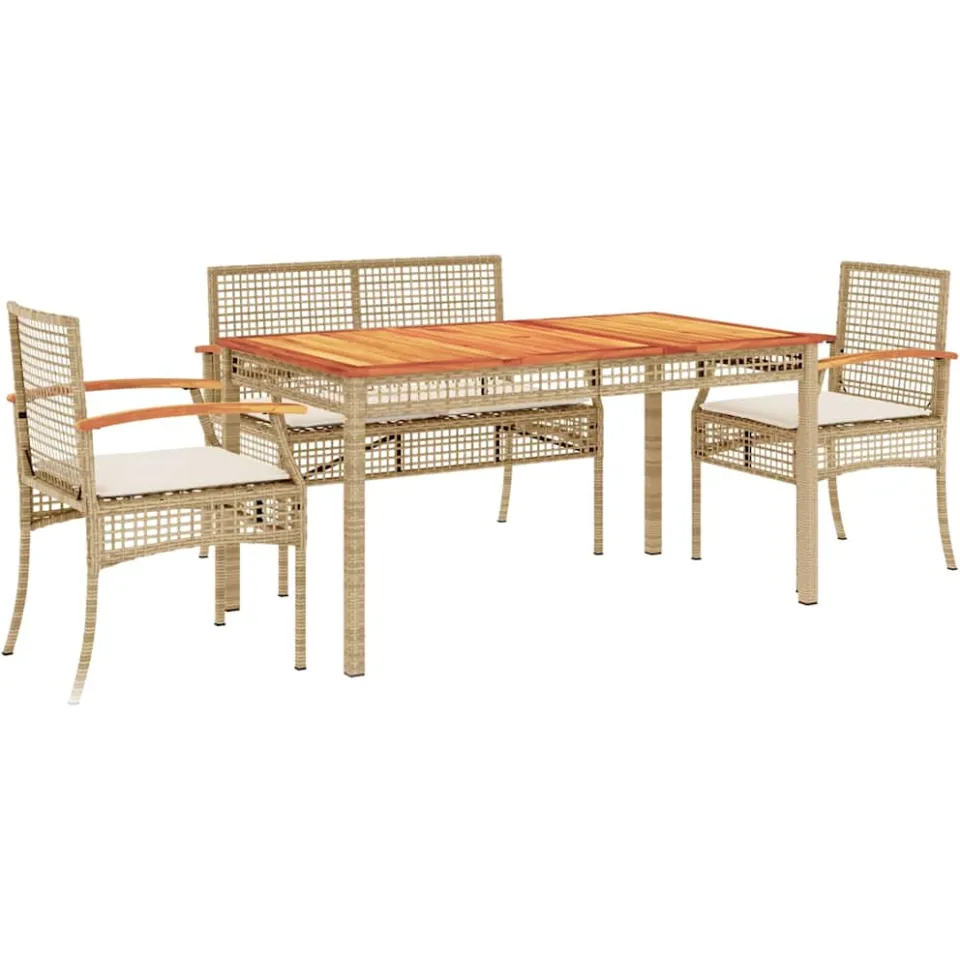 vidaXL 5-delige Tuinset met kussens poly rattan beige, foto 3