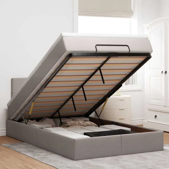 vidaXL Ottoman bed met matras 120x190 cm stof taupe