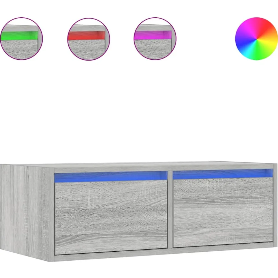 vidaXL Tv-meubel met LED-verlichting 75x35,5x25 cm grijs sonoma eiken, foto 4