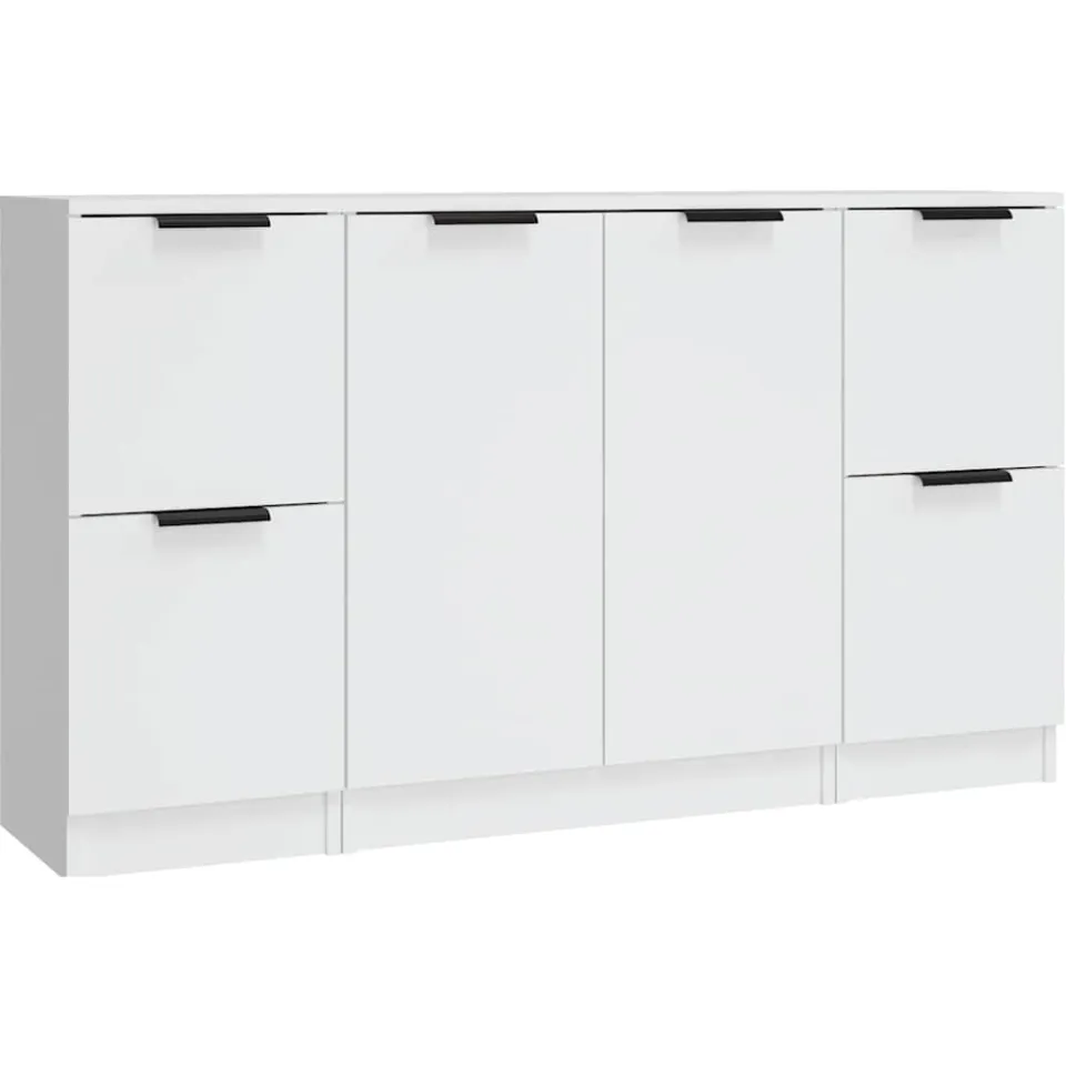 vidaXL Dressoirs 3 st bewerkt hout wit