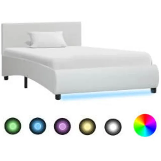 vidaXL Bedframe met LED kunstleer wit 100x200 cm