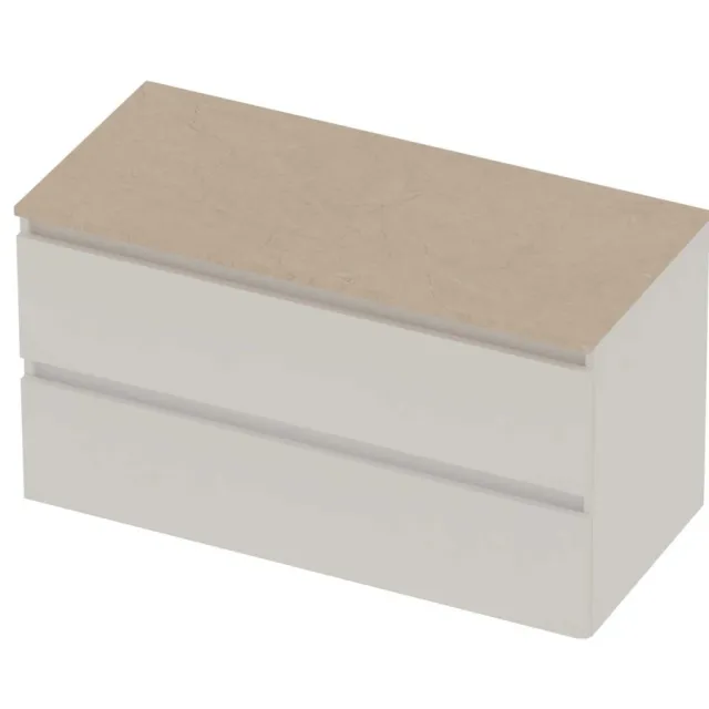 Basic-Line Deck 46 Badmeubelset Greeploos 100x46x58 cm Mat White Sand Stone Beige