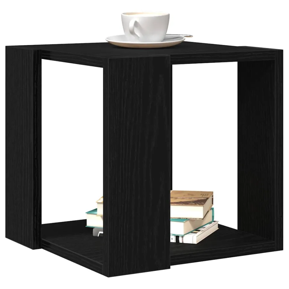 vidaXL Salontafel Zwart Eiken 32 x 32 x 30 cm Bewerkt hout, foto 3