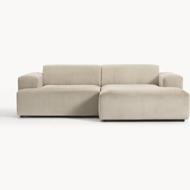 Westwing Collection Corduroy hoekbank Melva (3-zits) beige