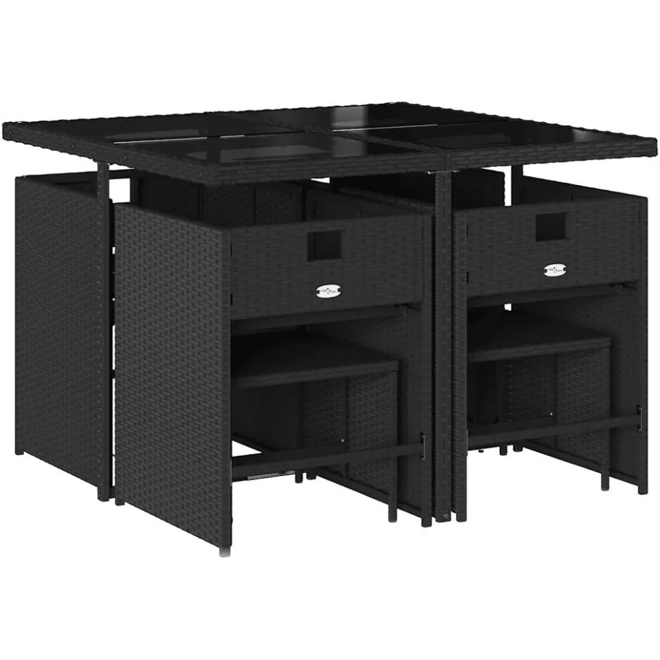 vidaXL 9-delige Tuinset poly rattan zwart