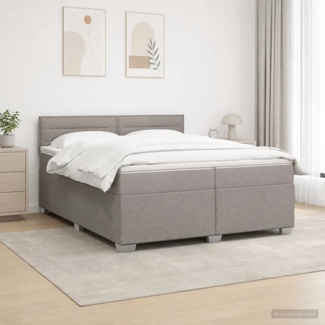 vidaXL Boxspringbed met matras met hoofdeinde Taupe 200 x 200 cm Stof