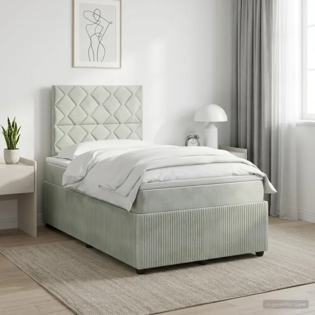 vidaXL Boxspringbed met matras Lichtgrijs 120 x 200 cm Fluweel