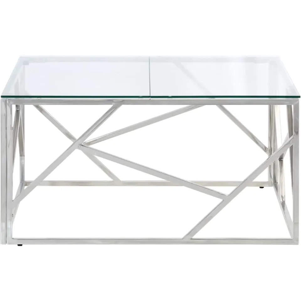 vidaXL Salontafel roestvrijstaal en gehard glas zilverkleurig
