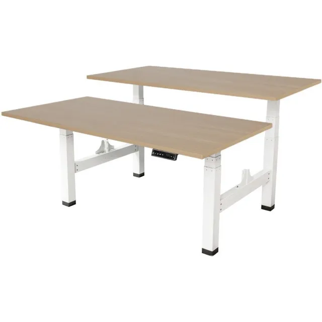 Sedero Elektrisch verstelbaar duo bureau - 140x80 cm - Two dual motor - Wit met Eiken