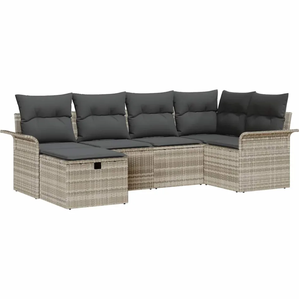 vidaXL Tuin Sofa Set 6 st Poly riet Bruin