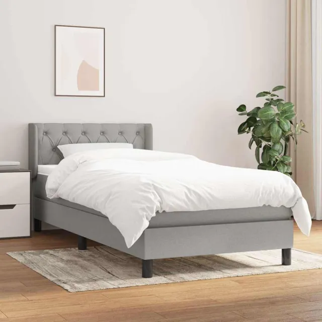 vidaXL Boxspring met matras stof lichtgrijs 80x200 cm grijs
