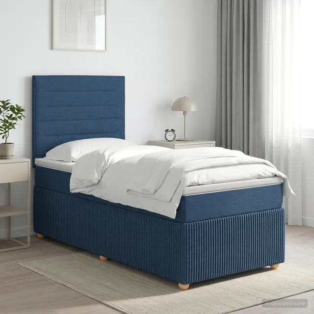 vidaXL Boxspringbed met matras met hoofdeinde Blauw 100 x 200 cm Stof