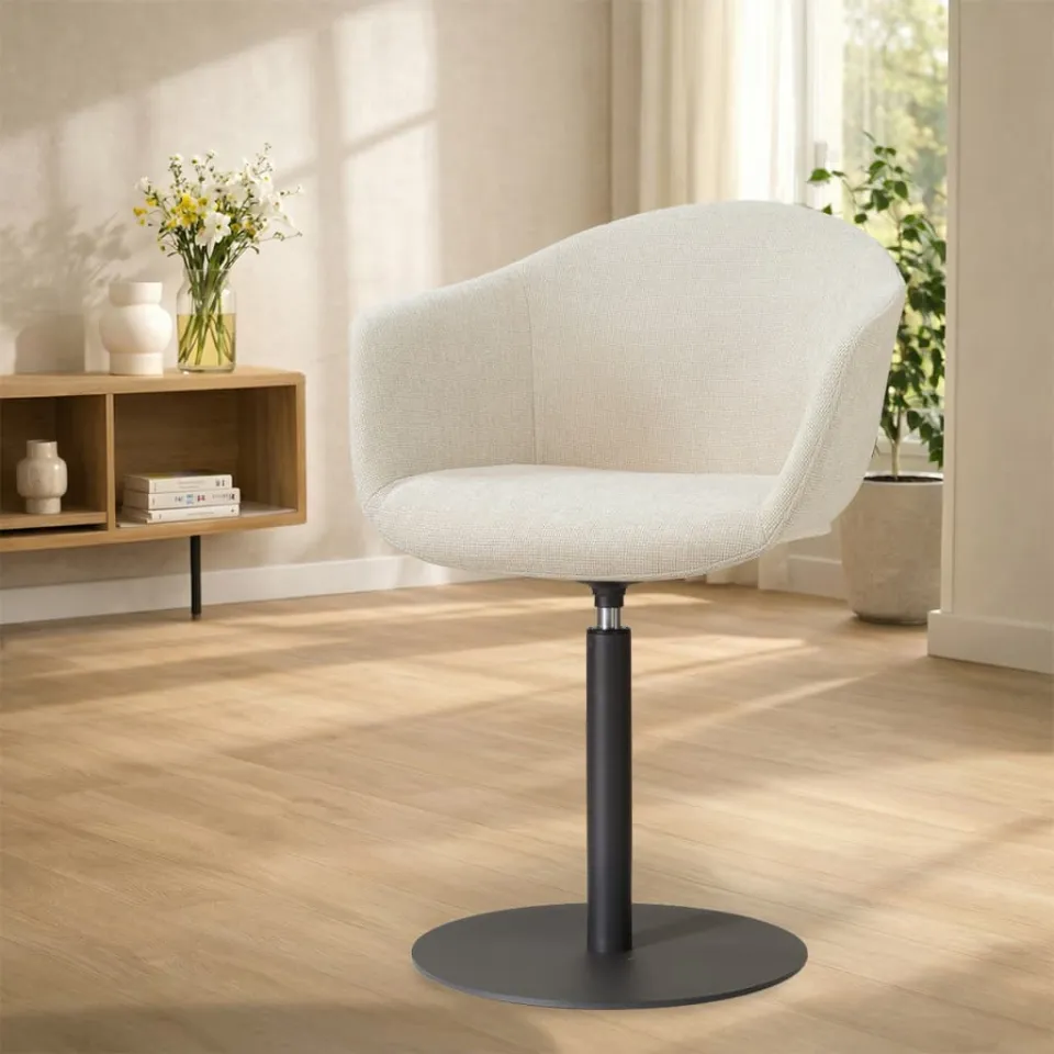 Nolon Niva-Otis draaibare tulp eetkamerstoel cottonbeige - mat zwart onderstel, foto 2