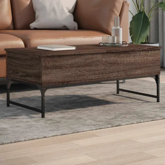 vidaXL Salontafel 100x50x40 cm bewerkt hout en metaal bruin eikenkleur, foto 2