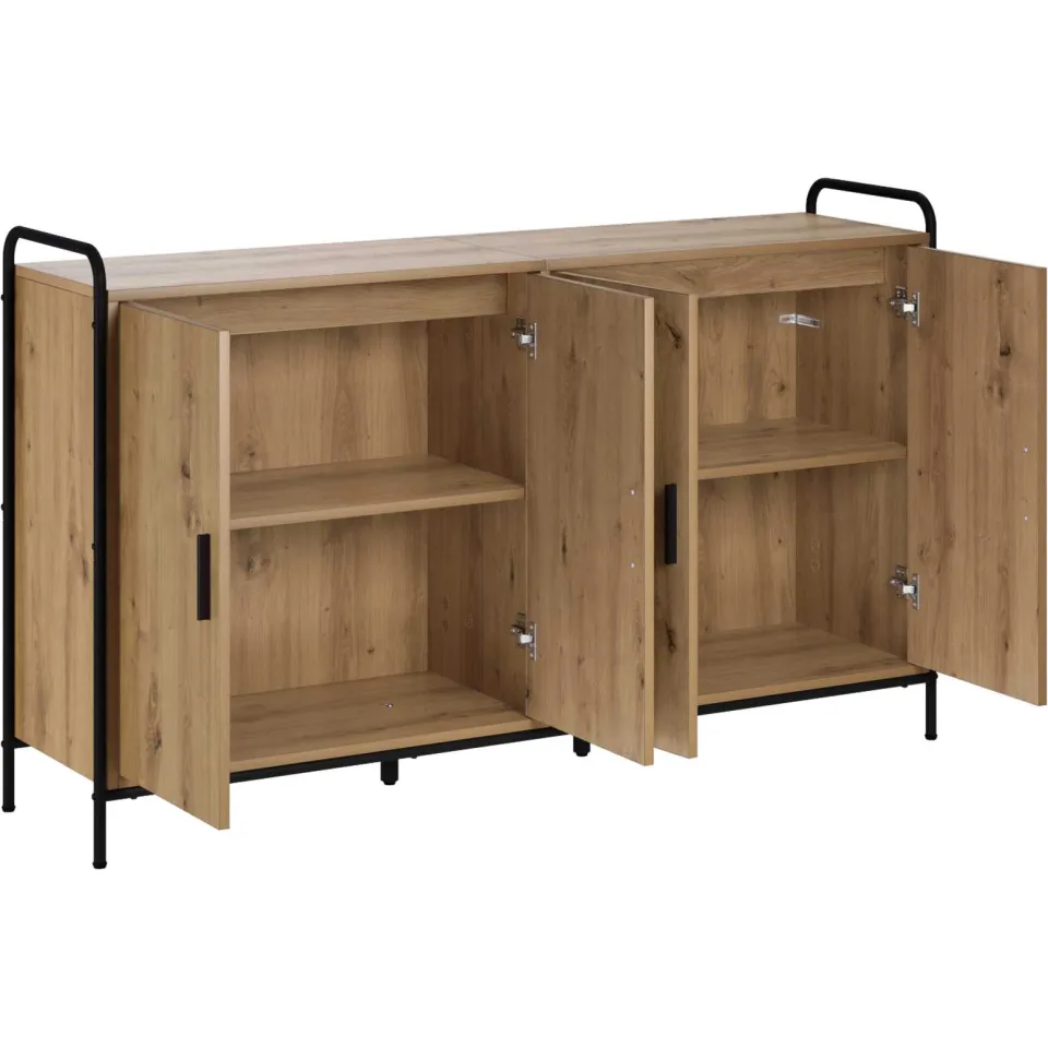 vidaXL Dressoir Artisanaal eiken 97 x 33 x 81 cm Bewerkt hout Bruin