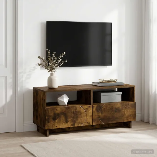 vidaXL TV-standaard 90 x 34.5 x 40 cm Gerookt eiken Bewerkt hout Bruin