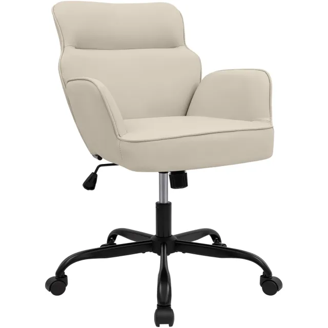 Luxe Comfort Bureaustoel - Met armleuningen - Kunstleer - Crème creme