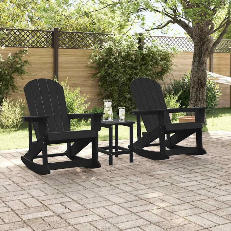 vidaXL Adirondack Schommeltjes 2 st 2-zits Zwart HDPE, foto 2