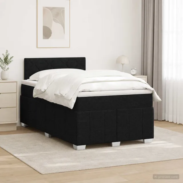 vidaXL Boxspringbed met matras met hoofdeinde Zwart 120 x 190 cm Stof