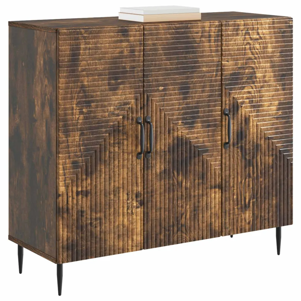 vidaXL Dressoir Gerookt eiken 89 x 34,5 x 80 cm Bewerkt hout Bruin