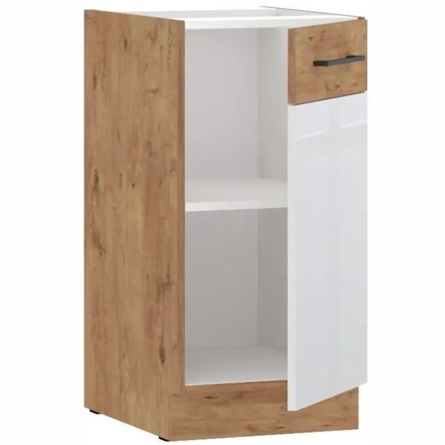 ROCK ROCK40D1FWH – Keukenkast onderkast – 1 deur – 40 cm Wit (glanzend)