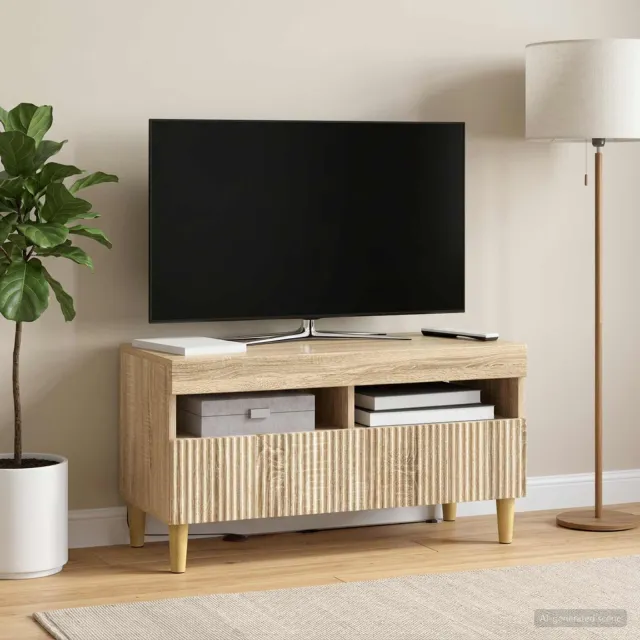 vidaXL LED tv-meubel ARNHEM 81 x 35 x 43 cm Sonoma Eiken Bewerkt hout, foto 2