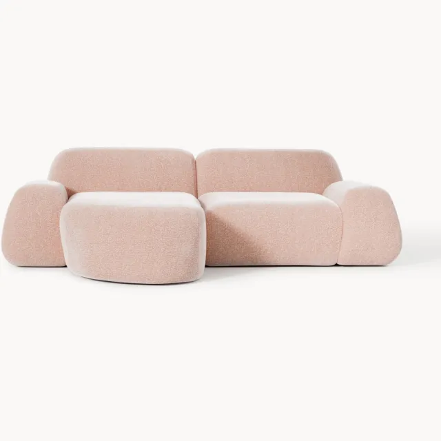 Westwing Collection Modulaire hoekbank Wolke (3-zits) Roze