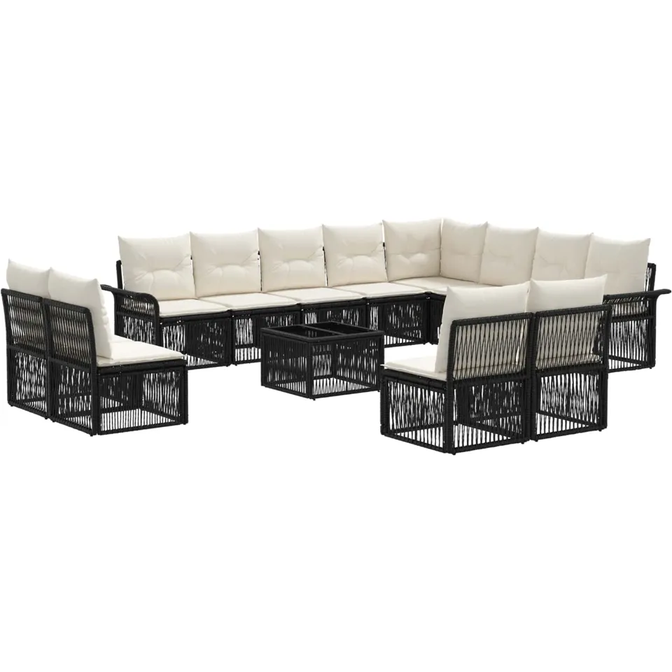 vidaXL Tuinbankenset 13 st Zwart poly rattan, foto 3