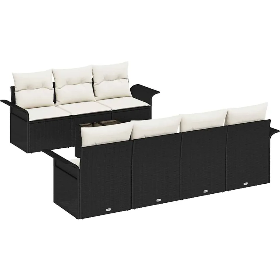 vidaXL Tuin Sofa Set 8 st Zwart poly rattan