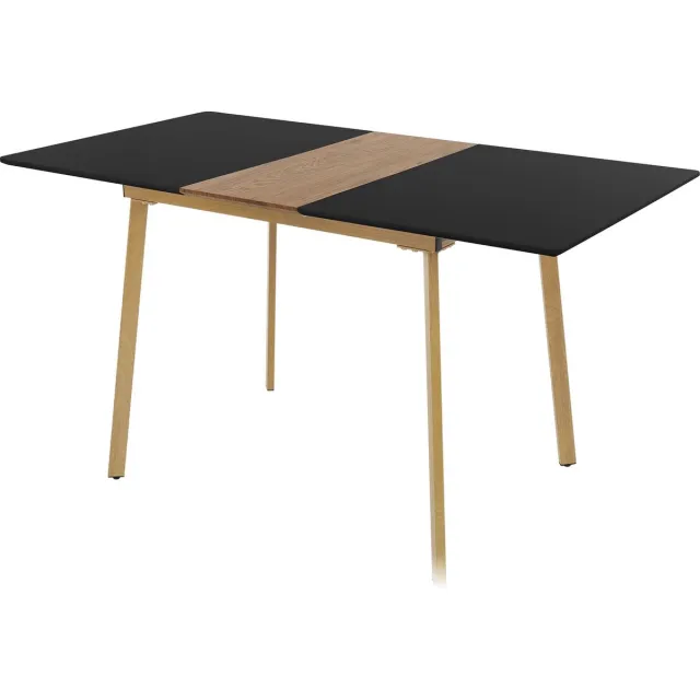 ml-design eettafel uitschuifbaar zwart gemaakt van hout 110/140 x 75 x 76,5 cm rechthoekige eetkamertafel voor 4-6 personen Scandinavische keukentafel woonkamertafel met stalen poten bureau werktafel Bruin, Zwart