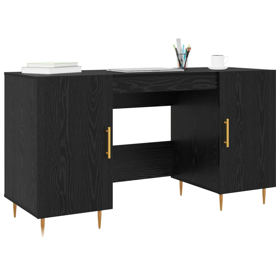 vidaXL Bureau Zwart eiken Bewerkt hout