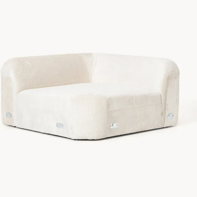Westwing Collection Ronde hoekmodule Wolke van teddy bouclé Wit