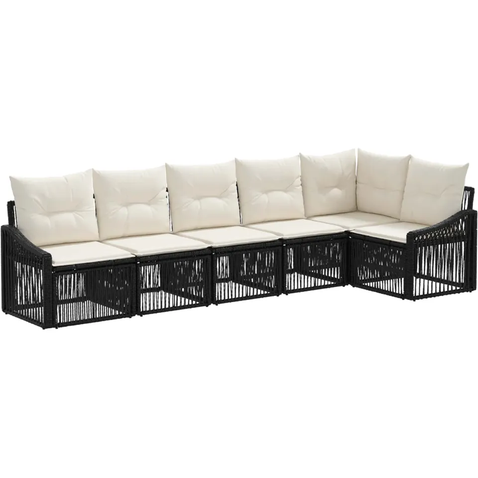 vidaXL Tuinbankenset 6 st 6-zits Zwart poly rattan, foto 3