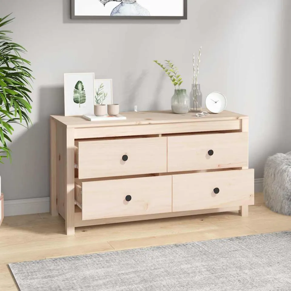 vidaXL Dressoir 100x40x54 cm massief grenenhout bruin, foto 3