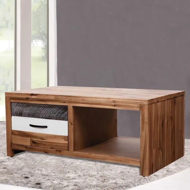 vidaXL Salontafel 90x50x37,5 cm massief acaciahout bruin, foto 2