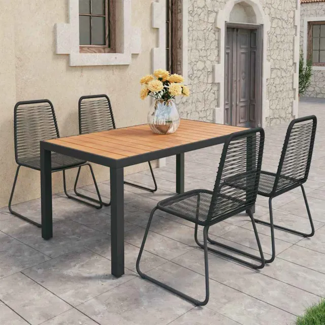 vidaXL 5-delige Tuinset PVC-rattan zwart en bruin, foto 2