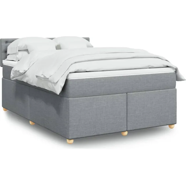 vidaXL Boxspring met matras stof lichtgrijs 140x190 cm grijs