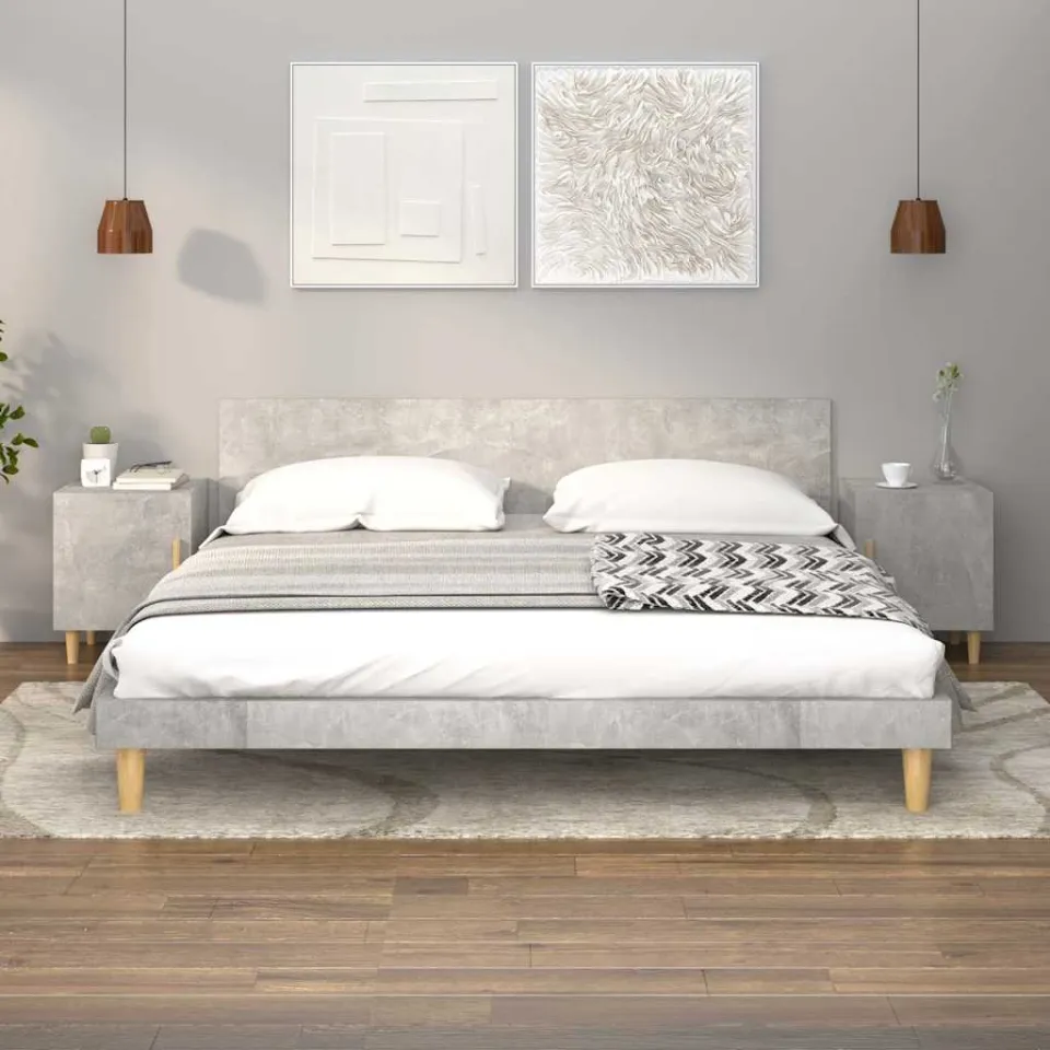 vidaXL Nachtkastje bewerkt hout betongrijs grijs, foto 3