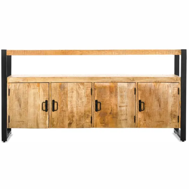 duoliving Dressoir Migoto – 4 Deuren – 175 cm – Modern Opbergkast – Mangohout naturel naturel mangohout