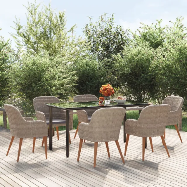 vidaXL 7-delige Tuinset met kussens bruin, foto 2