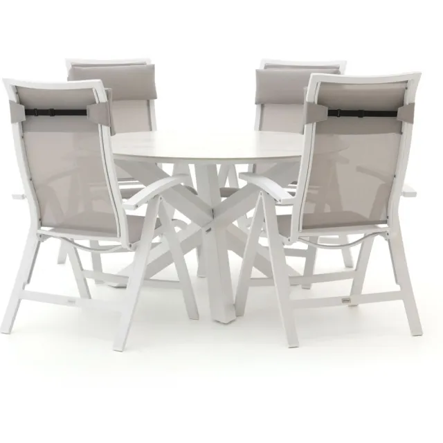 Bellagio tuinmeubelen Bellagio Lugo/Lodola ø 130cm dining tuinset 5-delig verstelbaar wit, foto 2