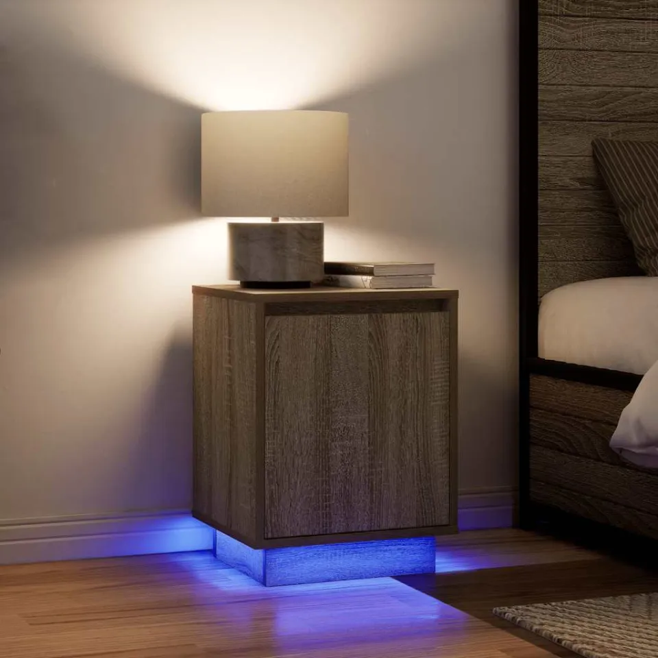 vidaXL Nachtkastje met led-verlichting 38x34x50 cm sonoma eikenkleurig, foto 4