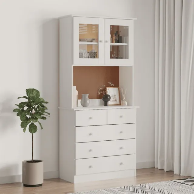 vidaXL Hoge kast ALTA 77x35x165 cm massief grenenhout wit, foto 2