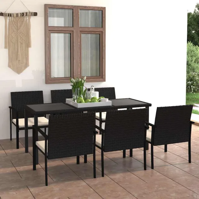 vidaXL 7-delige Tuinset poly rattan zwart, foto 2